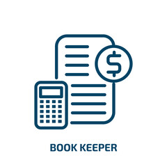 book keeper icon from people collection. Thin linear book keeper, businessman, person outline icon isolated on white background. Line vector book keeper sign, symbol for web and mobile