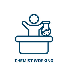 chemist working icon from people collection. Thin linear chemist working, chemist, health outline icon isolated on white background. Line vector chemist working sign, symbol for web and mobile