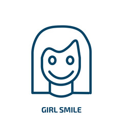girl smile icon from people collection. Thin linear girl smile, smile, girl outline icon isolated on white background. Line vector girl smile sign, symbol for web and mobile