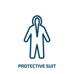 protective suit icon from people collection. Thin linear protective suit, protection, suit outline icon isolated on white background. Line vector protective suit sign, symbol for web and mobile
