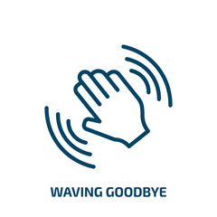 waving goodbye icon from people collection. Thin linear waving goodbye, hi, welcome outline icon isolated on white background. Line vector waving goodbye sign, symbol for web and mobile