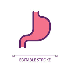 Stomach pixel perfect RGB color ui icon. Digestion. Gastrointestinal tract. Simple filled line element. GUI, UX design for mobile app. Vector isolated pictogram. Editable stroke. Arial font used