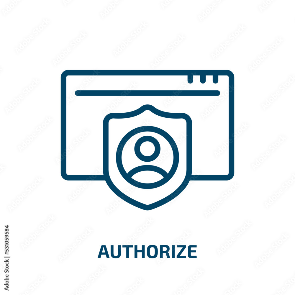 Poster authorize icon from programming collection. thin linear authorize, business, authorization outline i