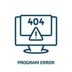 program error icon from programming collection. Thin linear program error, error, program outline icon isolated on white background. Line vector program error sign, symbol for web and mobile