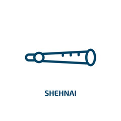 shehnai icon from religion collection. Thin linear shehnai, musical, traditional outline icon isolated on white background. Line vector shehnai sign, symbol for web and mobile