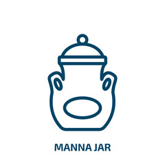 manna jar icon from religion collection. Thin linear manna jar, magic, jar outline icon isolated on white background. Line vector manna jar sign, symbol for web and mobile