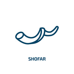 shofar icon from religion collection. Thin linear shofar, jewish, holiday outline icon isolated on white background. Line vector shofar sign, symbol for web and mobile