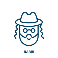 Obraz premium rabbi icon from religion collection. Thin linear rabbi, jewish, jew outline icon isolated on white background. Line vector rabbi sign, symbol for web and mobile