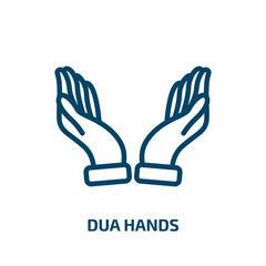 dua hands icon from religion collection. Thin linear dua hands, pray, islam outline icon isolated on white background. Line vector dua hands sign, symbol for web and mobile