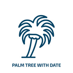 palm tree with date icon from religion collection. Thin linear palm tree with date, date, palm outline icon isolated on white background. Line vector palm tree with date sign, symbol for web and
