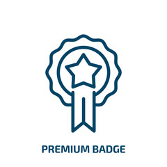 premium badge icon from signs collection. Thin linear premium badge, premium, badge outline icon isolated on white background. Line vector premium badge sign, symbol for web and mobile