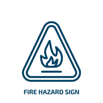 fire hazard sign icon from signs collection. Thin linear fire hazard sign, danger, hazard outline icon isolated on white background. Line vector fire hazard sign sign, symbol for web and mobile