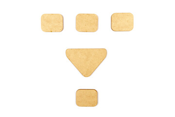 Workflow flowchart of business management concept, flow chart, diagram action plan processing with wooden plates on white background.