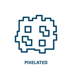 pixelated icon from social media marketing collection. Thin linear pixelated, hand, business outline icon isolated on white background. Line vector pixelated sign, symbol for web and mobile