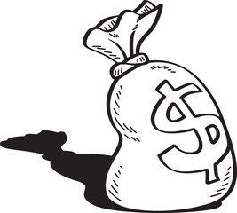 Money bag with dollar sign, vector illustration