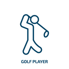 golf player icon from sports collection. Thin linear golf player, game, golf outline icon isolated on white background. Line vector golf player sign, symbol for web and mobile