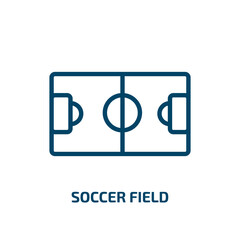 soccer field icon from sport collection. Thin linear soccer field, stadium, field outline icon isolated on white background. Line vector soccer field sign, symbol for web and mobile