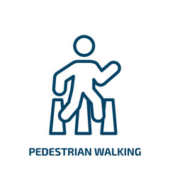 pedestrian walking icon from sports collection. Thin linear pedestrian walking, man, pedestrian outline icon isolated on white background. Line vector pedestrian walking sign, symbol for web and