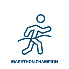 marathon champion icon from sports collection. Thin linear marathon champion, marathon, athlete outline icon isolated on white background. Line vector marathon champion sign, symbol for web and mobile