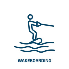 wakeboarding icon from sport collection. Thin linear wakeboarding, extreme, active outline icon isolated on white background. Line vector wakeboarding sign, symbol for web and mobile