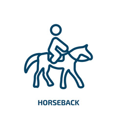 horseback icon from sports collection. Thin linear horseback, horse, stallion outline icon isolated on white background. Line vector horseback sign, symbol for web and mobile