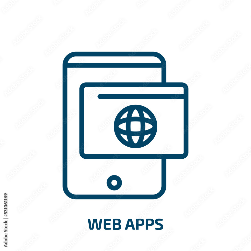 Poster web apps icon from technology collection. thin linear web apps, internet, interface outline icon iso