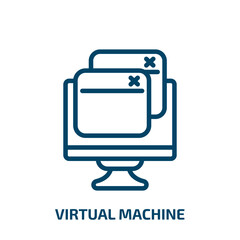 virtual machine icon from technology collection. Thin linear virtual machine, business, virtual outline icon isolated on white background. Line vector virtual machine sign, symbol for web and mobile