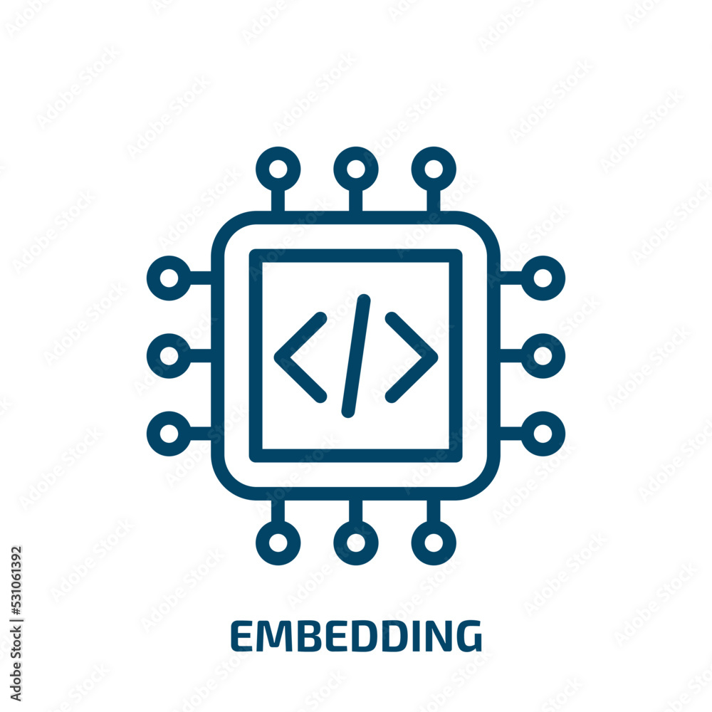 Aufkleber embedding icon from technology collection. thin linear embedding, technology, card outline icon isol