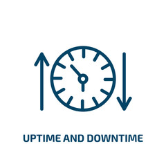 uptime and downtime icon from technology collection. Thin linear uptime and downtime, download, uptime outline icon isolated on white background. Line vector uptime and downtime sign, symbol for web - obrazy, fototapety, plakaty
