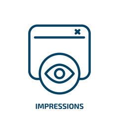 impressions icon from technology collection. Thin linear impressions, impression, sticker outline icon isolated on white background. Line vector impressions sign, symbol for web and mobile
