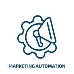 marketing automation icon from technology collection. Thin linear marketing automation, business, marketing outline icon isolated on white background. Line vector marketing automation sign, symbol for