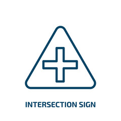 Fototapeta premium intersection sign icon from traffic signs collection. Thin linear intersection sign, intersection, road outline icon isolated on white background. Line vector intersection sign sign, symbol for web