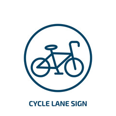 cycle lane sign icon from traffic signs collection. Thin linear cycle lane sign, bicycle, cycle outline icon isolated on white background. Line vector cycle lane sign sign, symbol for web and mobile