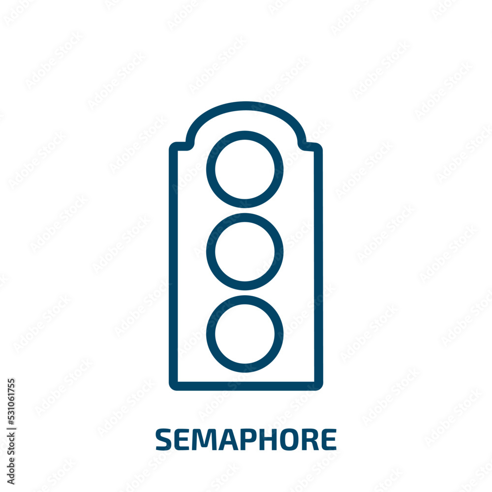 Poster semaphore icon from transport collection. thin linear semaphore, lamp, road outline icon isolated on