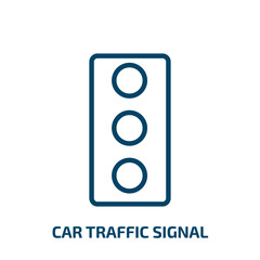 car traffic signal icon from transport collection. Thin linear car traffic signal, traffic, vehicle outline icon isolated on white background. Line vector car traffic signal sign, symbol for web and