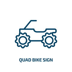 quad bike sign icon from transport collection. Thin linear quad bike sign, simple, motorcycle outline icon isolated on white background. Line vector quad bike sign sign, symbol for web and mobile