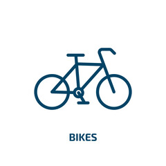 Fototapeta premium bikes icon from transport collection. Thin linear bikes, bike, bicycle outline icon isolated on white background. Line vector bikes sign, symbol for web and mobile