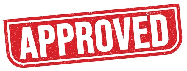 APPROVED text written on red stamp sign.