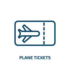 plane tickets icon from transport collection. Thin linear plane tickets, plane, flight outline icon isolated on white background. Line vector plane tickets sign, symbol for web and mobile