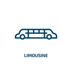 limousine icon from transportation collection. Thin linear limousine, auto, automobile outline icon isolated on white background. Line vector limousine sign, symbol for web and mobile