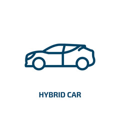hybrid car icon from transportation collection. Thin linear hybrid car, energy, car outline icon isolated on white background. Line vector hybrid car sign, symbol for web and mobile