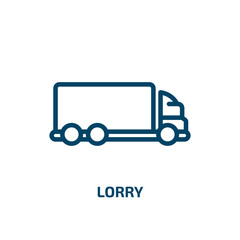 lorry icon from transportation collection. Thin linear lorry, shipping, delivery outline icon isolated on white background. Line vector lorry sign, symbol for web and mobile