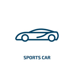 Fototapeta premium sports car icon from transportation collection. Thin linear sports car, auto, speed outline icon isolated on white background. Line vector sports car sign, symbol for web and mobile