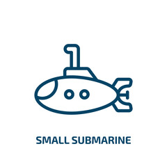 small submarine icon from transportation collection. Thin linear small submarine, small, submarine outline icon isolated on white background. Line vector small submarine sign, symbol for web and