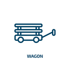 wagon icon from transportation collection. Thin linear wagon, transportation, industry outline icon isolated on white background. Line vector wagon sign, symbol for web and mobile