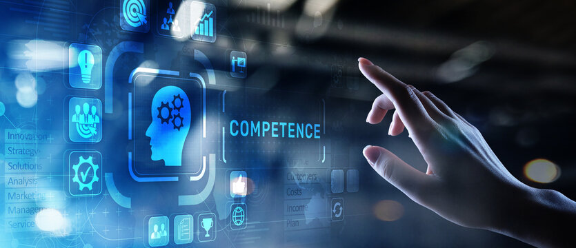 Competence Skill Personal development Business concept on virtual screen.