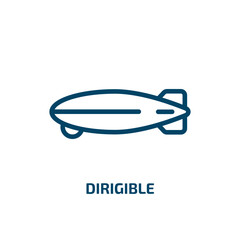 Fototapeta na wymiar dirigible icon from transportation collection. Thin linear dirigible, transportation, plane outline icon isolated on white background. Line vector dirigible sign, symbol for web and mobile