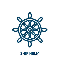 ship helm icon from transportation collection. Thin linear ship helm, ship, helm outline icon isolated on white background. Line vector ship helm sign, symbol for web and mobile
