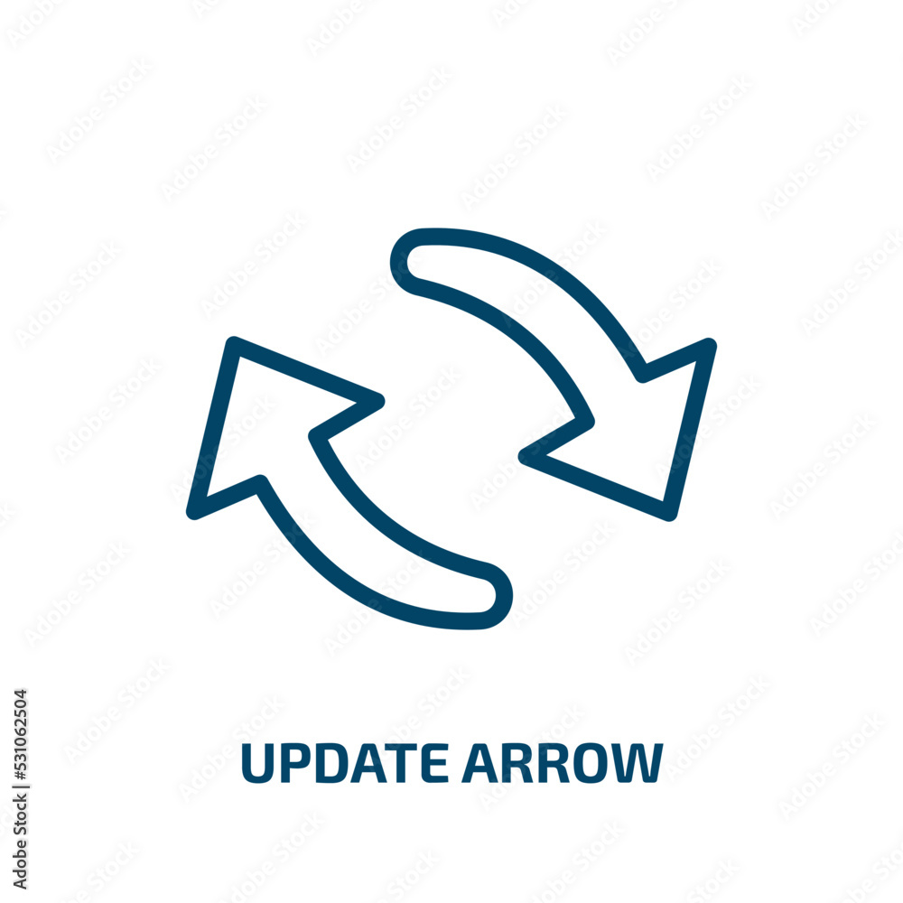 Poster update arrow icon from user interface collection. Thin linear update arrow, update, refresh outline icon isolated on white background. Line vector update arrow sign, symbol for web and mobile