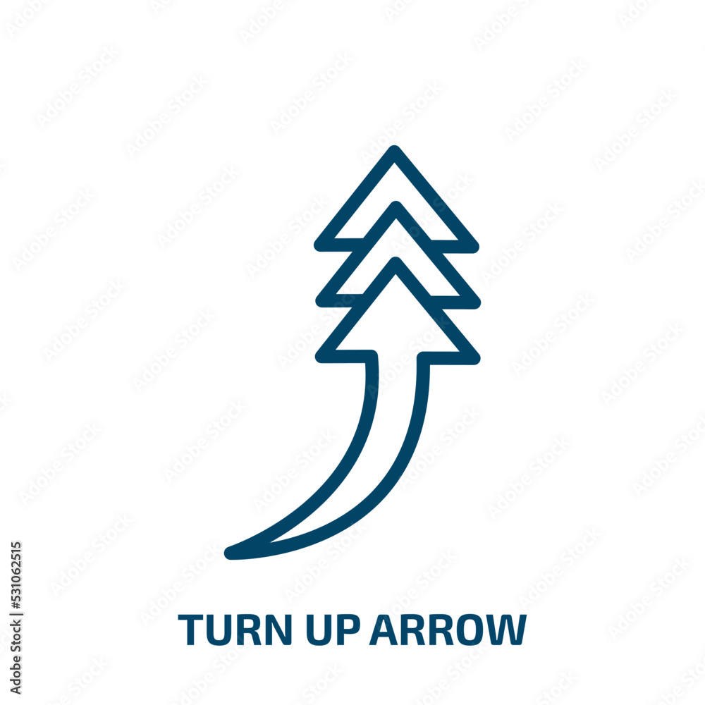 Poster turn up arrow icon from user interface collection. Thin linear turn up arrow, arrow, up outline icon isolated on white background. Line vector turn up arrow sign, symbol for web and mobile